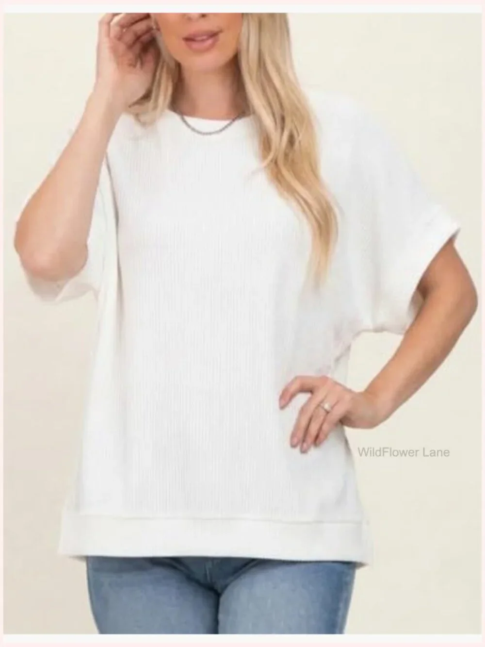 Oversized Batwing Short Sleeve Tunic Tee Loose Casual Top